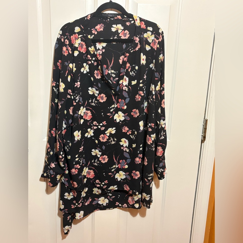 Tahari Black and floral tunic